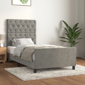 vidaXL, vidaXL Bettgestell mit Kopfteil Hellgrau 80x200 cm Samt