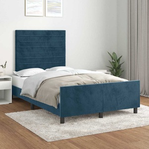 vidaXL, vidaXL Bettgestell mit Kopfteil Dunkelblau 120x200 cm Samt