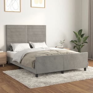 vidaXL, vidaXL Bettgestell mit Kopfteil Hellgrau 140x200 cm Samt