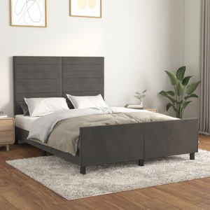 vidaXL Bettgestell mit Kopfteil Dunkelgrau 140x200 cm Samt
