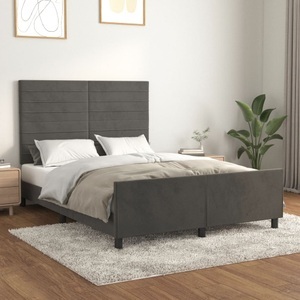 vidaXL, vidaXL Bettgestell mit Kopfteil Dunkelgrau 140x200 cm Samt