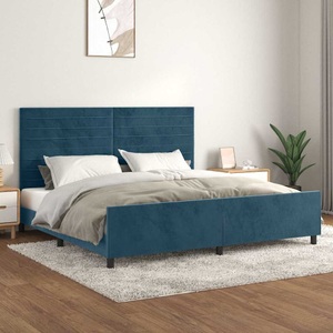 vidaXL, vidaXL Bettgestell mit Kopfteil Dunkelblau 200x200 cm Samt