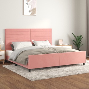 vidaXL, vidaXL Bettgestell mit Kopfteil Rosa 200x200 cm Samt