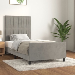 vidaXL, vidaXL Bettgestell mit Kopfteil Hellgrau 90x190 cm Samt