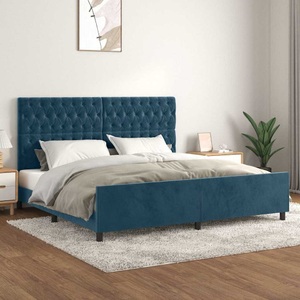 vidaXL, vidaXL Bettgestell mit Kopfteil Dunkelblau 200x200 cm Samt