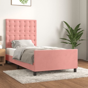 vidaXL, vidaXL Bettgestell mit Kopfteil Rosa 90x200 cm Samt, vidaXL Bettgestell mit Kopfteil Rosa 90x200 cm Samt