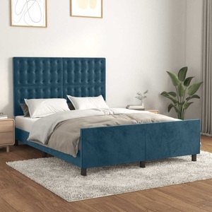 vidaXL, vidaXL Bettgestell mit Kopfteil Dunkelblau 140x190 cm Samt