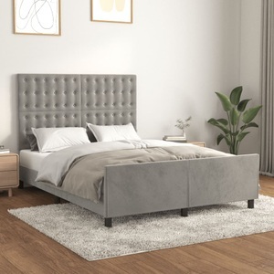 vidaXL, vidaXL Bettgestell mit Kopfteil Hellgrau 140x200 cm Samt