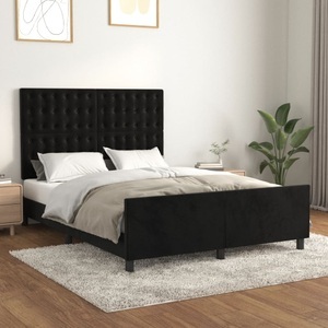 vidaXL, vidaXL Bettgestell mit Kopfteil Schwarz 140x200 cm Samt