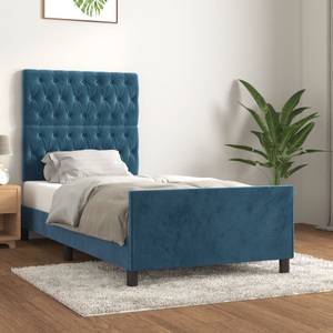 vidaXL, vidaXL Bettgestell mit Kopfteil Dunkelblau 90x200 cm Samt