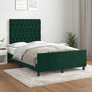vidaXL, vidaXL Bettgestell mit Kopfteil Dunkelgrün 120x200 cm Samt