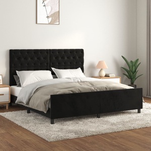 vidaXL, vidaXL Bettgestell mit Kopfteil Schwarz 160x200 cm Samt