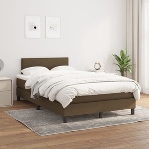 vidaXL, vidaXL Boxspringbett mit Matratze Dunkelbraun 120x200 cm Stoff, vidaXL Boxspringbett mit Matratze Dunkelbraun 120x200 cm Stoff