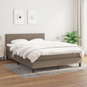 vidaXL, vidaXL Boxspringbett mit Matratze Taupe 140x200 cm Stoff, vidaXL Boxspringbett mit Matratze Taupe 140x200 cm Stoff
