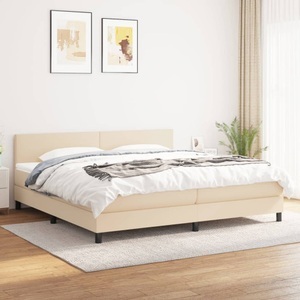 vidaXL, vidaXL Boxspringbett mit Matratze Creme 200x200 cm Stoff