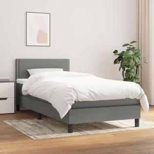 vidaXL, vidaXL Boxspringbett mit Matratze Dunkelgrau 80x200 cm Stoff