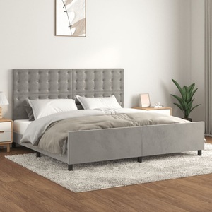 vidaXL, vidaXL Bettgestell mit Kopfteil Hellgrau 200x200 cm Samt