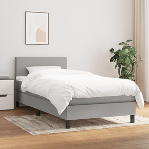 vidaXL, vidaXL Boxspringbett mit Matratze Hellgrau 80x200 cm Stoff