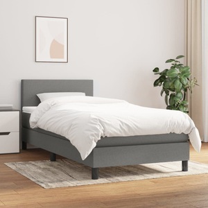 vidaXL, vidaXL Boxspringbett mit Matratze Dunkelgrau 90x190 cm Stoff