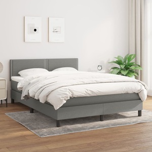 vidaXL, vidaXL Boxspringbett mit Matratze Dunkelgrau 140x200 cm Stoff