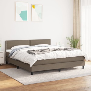 vidaXL, vidaXL Boxspringbett mit Matratze Taupe 160x200 cm Stoff