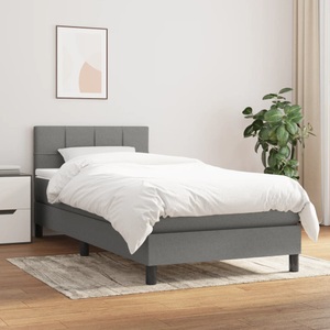vidaXL, vidaXL Boxspringbett mit Matratze Dunkelgrau 80x200 cm Stoff