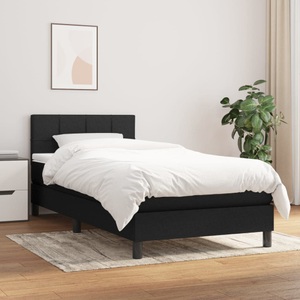 vidaXL, vidaXL Boxspringbett mit Matratze Schwarz 100x200 cm Stoff, vidaXL Boxspringbett mit Matratze Schwarz 100x200 cm Stoff