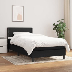 vidaXL, vidaXL Boxspringbett mit Matratze Schwarz 90x200 cm Stoff, vidaXL Boxspringbett mit Matratze Schwarz 90x200 cm Stoff