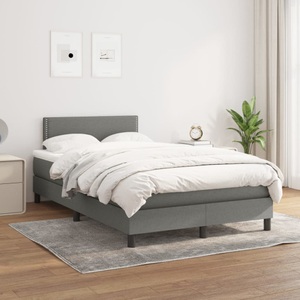 vidaXL, vidaXL Boxspringbett mit Matratze Dunkelgrau 120x200 cm Stoff
