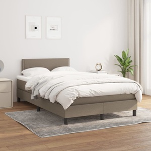 vidaXL, vidaXL Boxspringbett mit Matratze Taupe 120x200 cm Stoff