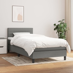 vidaXL, vidaXL Boxspringbett mit Matratze Dunkelgrau 90x190 cm Stoff, vidaXL Boxspringbett mit Matratze Dunkelgrau 90x190 cm Stoff