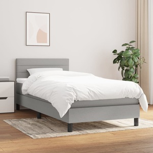 vidaXL, vidaXL Boxspringbett mit Matratze Hellgrau 90x200 cm Stoff, vidaXL Boxspringbett mit Matratze Hellgrau 90x200 cm Stoff