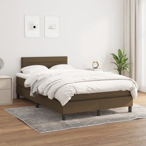 vidaXL, vidaXL Boxspringbett mit Matratze Dunkelbraun 120x200 cm Stoff