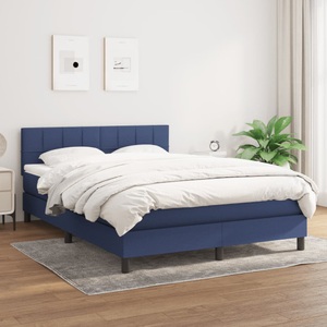 vidaXL, vidaXL Boxspringbett mit Matratze Blau 140x200 cm Stoff, 