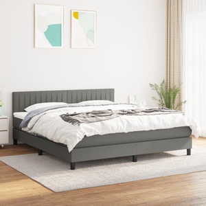 vidaXL, vidaXL Boxspringbett mit Matratze Dunkelgrau 160x200 cm Stoff