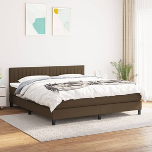 vidaXL, vidaXL Boxspringbett mit Matratze Dunkelbraun 160x200 cm Stoff