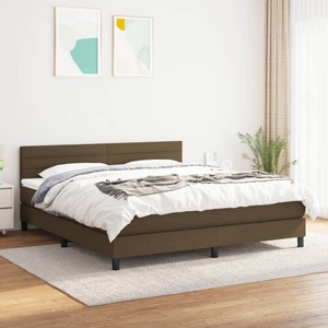 vidaXL, vidaXL Boxspringbett mit Matratze Dunkelbraun 160x200 cm Stoff