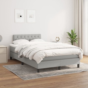 vidaXL, vidaXL Boxspringbett mit Matratze Hellgrau 120x200 cm Stoff, vidaXL Boxspringbett mit Matratze Hellgrau 120x200 cm Stoff