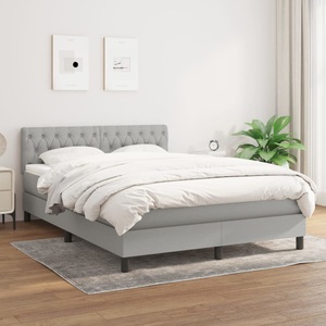 vidaXL, vidaXL Boxspringbett mit Matratze Hellgrau 140x200 cm Stoff