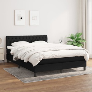 vidaXL, vidaXL Boxspringbett mit Matratze Schwarz 140x200 cm Stoff, vidaXL Boxspringbett mit Matratze Schwarz 140x200 cm Stoff