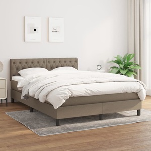 vidaXL, vidaXL Boxspringbett mit Matratze Taupe 140x200 cm Stoff