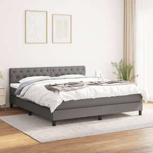 vidaXL, vidaXL Boxspringbett mit Matratze Dunkelgrau 160x200 cm Stoff