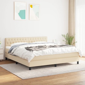 vidaXL, vidaXL Boxspringbett mit Matratze Creme 180x200 cm Stoff, 