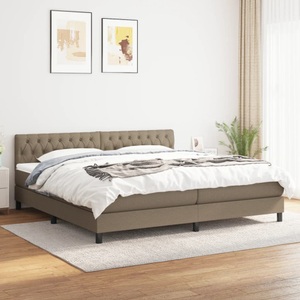 vidaXL, vidaXL Boxspringbett mit Matratze Taupe 200x200 cm Stoff, vidaXL Boxspringbett mit Matratze Taupe 200x200 cm Stoff