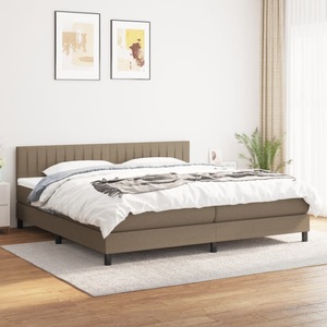 vidaXL, vidaXL Boxspringbett mit Matratze Taupe 200x200 cm Stoff, vidaXL Boxspringbett mit Matratze Taupe 200x200 cm Stoff