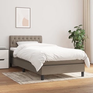 vidaXL, vidaXL Boxspringbett mit Matratze Taupe 90x200 cm Stoff, vidaXL Boxspringbett mit Matratze Taupe 90x200 cm Stoff