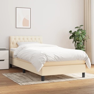 vidaXL, vidaXL Boxspringbett mit Matratze Creme 90x200 cm Stoff