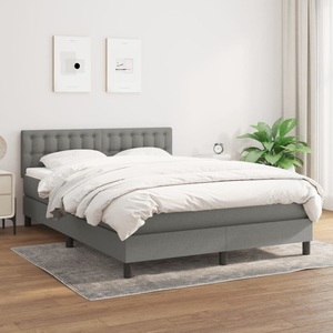 vidaXL, vidaXL Boxspringbett mit Matratze Dunkelgrau 140x200 cm Stoff