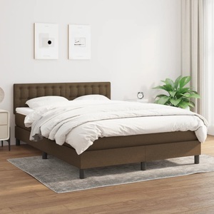 vidaXL, vidaXL Boxspringbett mit Matratze Dunkelbraun 140x200 cm Stoff, vidaXL Boxspringbett mit Matratze Dunkelbraun 140x200 cm Stoff