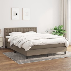 vidaXL, vidaXL Boxspringbett mit Matratze Taupe 140x200 cm Stoff, vidaXL Boxspringbett mit Matratze Taupe 140x200 cm Stoff